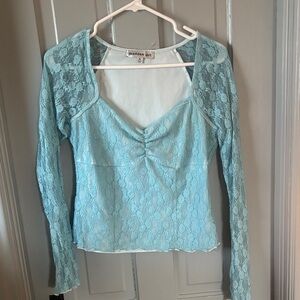 Madden Girl Sky Blue Lace Blouse